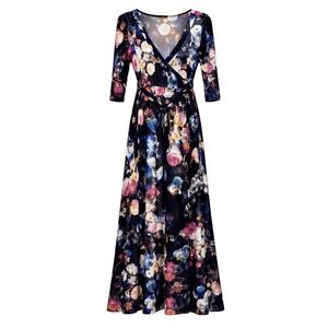 Whimsigoth Ethereal Floral Maxi Dress Women Size L Dark Romantic Fairy Grunge